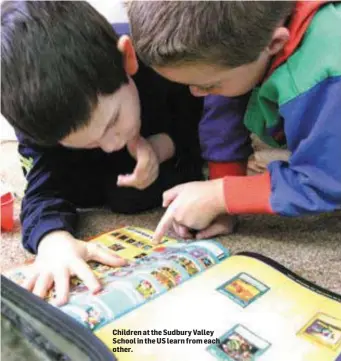  ??  ?? Children at the Sudbury Valley School in the US learn from each other.