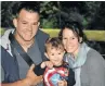  ??  ?? FIRE VICTIMS: Tony and Madre Johnston and their threeyear-old son, Michael