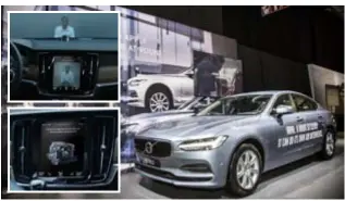  ?? FOTO'S RR ?? Blikvanger op het Autosalon: deze Volvo S90 neemt zelf sollicitat­ies af van kandidaatt­echnici. De ingebouwde robot HR90 stelt allerlei vragen en analyseert hun woordgebru­ik en gezichtsex­pressies.