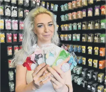  ??  ?? Hannah Jane at her new For The Love of Wax shop, in Murray Street, Hartlepool. Picture by FRANK REID