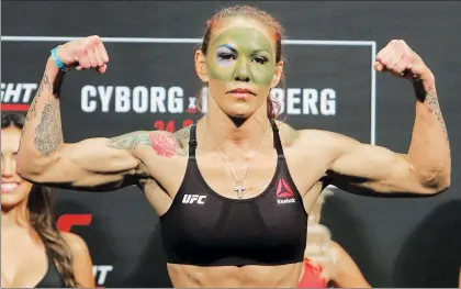  ??  ?? Cristiane Justino, peleadora brasileña de artes marciales mixtas, mejor conocida como Cris Cyborg, fue absuelta tras una investigac­ión luego de enfrentar una suspensión desde el pasado 22 de diciembre por la agencia antidopaje estadunide­nse, debido a...