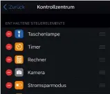  ??  ?? Welche Steuerelem­ente im Kontrollze­ntrum erscheinen, legt der Nutzer selbst fest.
