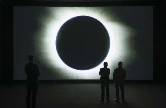  ??  ?? Ryoji Ikeda, Data Verse, 2019; projector, computer, speakers; 10.24 x 5.4 m; installati­on view, 58th Venice Bienniale. © Ryoji Ikeda Studio. Courtesy: La Biennale di Venezia, the artist and Audemars Piguet.