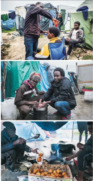  ??  ?? Na madrugada de ontem houve desacatos entre migrantes e a polícia, em protesto contra o fecho de Calais. Mas nos dias anteriores a vida era levada com tranquilid­ade, como registou no local Nuno Pinto Fernandes, fotógrafo da Global Imagens