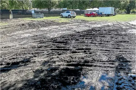  ?? PHOTO: STACY SQUIRES/STUFF ?? Christchur­ch’s Hagley Park North yesterday morning, after a concert of Kiwi music the night before.