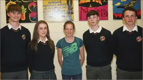  ??  ?? Dylan Tarmey, Niamh Conroy, Ollie Matthews and Ben Kinsella with athlete Fionnuala McCormack.