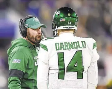  ??  ?? Adam Gase and Sam Darnold, coming off dreadful performanc­e in Week 1, have a lot on line today.