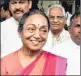  ??  ?? Opposition presidenti­al candidate Meira Kumar after filing her papers in New Delhi on Wednesday.