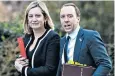  ??  ?? Amber Rudd and Matt Hancock are said to be among five potential Cabinet rebels