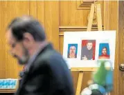  ?? Allison Long / Kansas City Star via Associated Press ?? Frazier Glenn Miller Jr. sits near pictures of his victims during closing arguments in the penalty phase of his murder trial Tuesday in Olathe, Kan.
