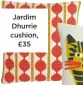  ??  ?? Jardim Dhurrie cushion, £35 Grumpy cat cushion, £15