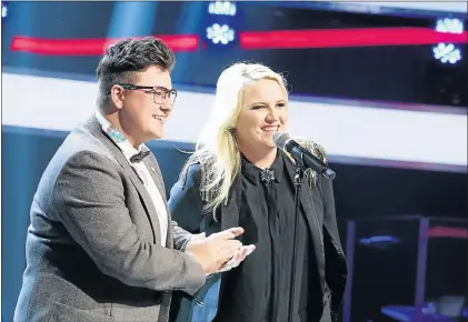  ??  ?? TAKEN ABACK: Emma Ellis was surprised and thrilled when Karen Zoid joined her on stage at her ‘The Voice’ audition