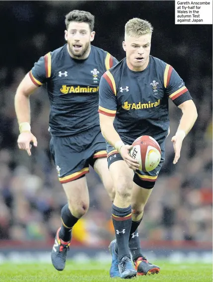  ??  ?? Gareth Anscombe at fly-half for Wales in the autumn Test against Japan