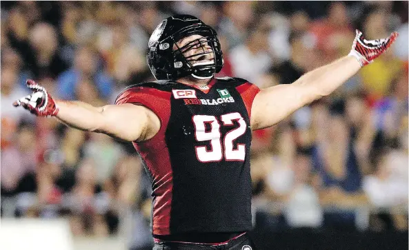  ?? JUSTIN TANG/THE CANADIAN PRESS ?? Regina-born defensive tackle Zack Evans, who spent the last four seasons with the Ottawa Redblacks, signed with the Saskatchew­an Roughrider­s Tuesday.