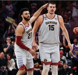  ?? (Isaiah J. Downing/USA Today Sports) ?? DENVER TEAMMATES Jamal Murray (left) and Nikola Jokic (right) have consistent­ly turned in jaw-dropping performanc­es during these playoffs, raising expectatio­ns for themselves and the Nuggets – seeking their first title – along the way.
