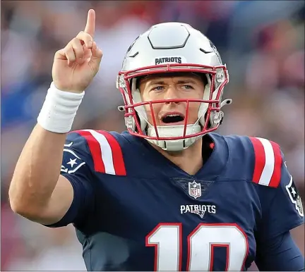  ?? MATT STONE — BOSTON HERALD ?? Number one? Sorry, Mac Jones. When it comes to the AFC East, the Patriots are no longer the top dog in the division, even after the team added some pieces through free agency.
