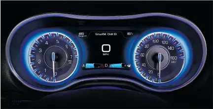  ??  ?? The 2015 Chrysler 300C Platinum’s highly legible gauge cluster is intuitivel­y arranged.