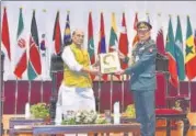  ?? PTI ?? Union defence minister Rajnath Singh at the Defence Services Staff College in Wellington, Tamil Nadu on Sunday.