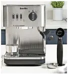  ?? ?? Breville bijou espresso machine, automatic and manual espresso, cappuccino
& latte maker in silver (VCF149), £148, Amazon