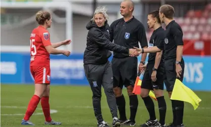  ?? Photograph: Jane Stokes/ProSports/Shuttersto­ck ?? Carla Ward (second from left) said she has ‘12 players that really need some recovery’ after the extra-time win over Brighton (above).