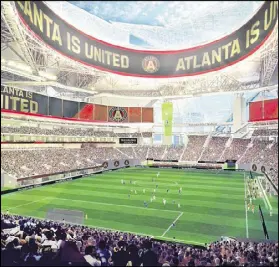  ?? ATLANTA FALCONS ?? A rendering of soccer at Mercedes-Benz Stadium, which is not likely to be finished by the start of the 2017 MLS season.