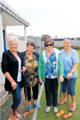 ??  ?? Joint equal winners of Whangamata Croquet were Betty Pram, Heather Ardley, Alison Shannon and Margaret Gillespie.