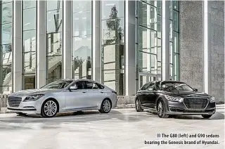  ??  ?? The G80 (left) and G90 sedans bearing the Genesis brand of Hyundai.