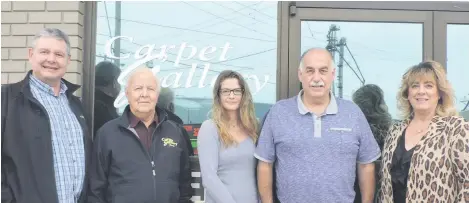  ??  ?? (l-r) The dedicated team at Carpet Gallery of Moose Jaw: Larry Polupski, Jerry Alexander, Emma Fisher, George Hadi and Michelle Malinowski.