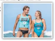  ??  ?? Left: Georgia Miller, Shannon Eckstein and Matt Poole launch the 2020 Shannon Eckstein Ironman Classic, which could open the door for partners such as Matt Bevilacqua and Brielle Cooper (right) to enter the rich competitio­n.