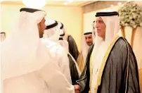  ??  ?? Sheikh Saud bin Saqr Al Qasimi receives Eid Al Fitr greetings in Ras Al Khaimah on Sunday.