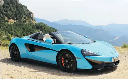  ?? PETER BLEAKNEY/DRIVING ?? 2018 McLaren 570S Spider hits the 100 km/h mark in 3.2 seconds and tops out at 328 km/h, 315 km/h with the top down.