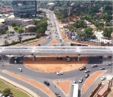  ??  ?? The Arcades Fly Over Bridge is intended to decongest traffic at the Intersecti­on of Great East, Thabo Mbeki and Katima Mulilo roads.