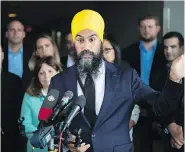  ?? DARRYL DYCK / THE CANADIAN PRESS ?? When reporters asked NDP Leader Jagmeet Singh who the president of Venezuela is, Singh wouldn’t name one. “The people will decide,” he said.