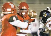  ?? STEPHEN M. KATZ/STAFF ?? Lake Taylor’s Jeffrey Foster pitches the ball to Chuck Fisher in Friday’s game against Maury.