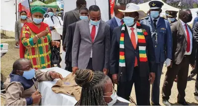  ?? ?? President Emmerson Mnangagwa on a tour of stands at the disability expo in Gweru yesterday