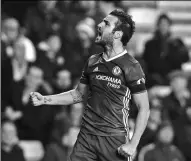  ?? ANNA GOWTHORPE / PA VIAAP ?? Chelsea’s Cesc Fabregas celebrates scoring the game’s only goal in Wednesday’s 1-0 victory over Sunderland at Stadium of Light in Sunderland. The victory gave the west Londoners a six-point lead at the top of the standings.