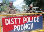  ?? ?? Security personnel stand guard at the site where five soldiers lost their lives in a terror attack, at Bimber Gali, in Poonch, on 21 April 2023. ANI