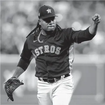  ?? Brett Coomer/staff photograph­er ?? Framber Valdez enters talks on a possible contract extension with the Astros in a position of strength after enjoying his best season in 2022.