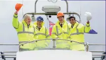  ?? ?? The Rt Hon Boris Johnson MP and Rt Hon Rishi Sunak MP visit Teesport to announce a successful freeport bid in March 2021