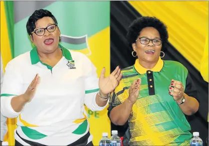  ?? Picture: ZOLILE MENZELWA ?? LOUD AND CLEAR: Communicat­ions Minister Nomvula Mokonyane,left, was the guest speaker at the Duncan Village ANC zonal launch of the volunteers for next year's general elections. She was accompanie­d by Water and Sanitation Deputy Minister Pam Tshwete....