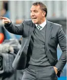  ??  ?? Going out: Celtic’s manager Brendan Rodgers tries to urge on his men
