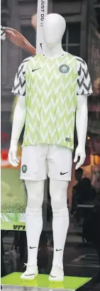  ??  ?? The Nigerian national soccer team jersey is the runaway star of this year’s World Cup looks, flying off shelves ahead of the tournament.