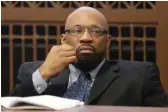  ?? CHICAGO TRIBUNE VIA AP POOL ?? Shomari Legghette looks on during opening statements in his trial for the murder of Chicago Police Cmdr. Paul Bauer on March 3.