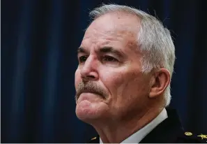  ?? The Associated Press ?? ■ U.S. Capitol Police Chief Tom Manger arrives to testify before a Senate Rules and Administra­tion Committee oversight hearing to examine the U.S. Capitol Police following the Jan. 6, 2021, attack on the Capitol on Wednesday in Washington.