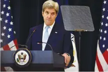  ?? (James Lawler Duggan/Reuter) ?? US SECRETARY OF STATE John Kerry delivers remarks on Middle East peace in Washington on December 28.