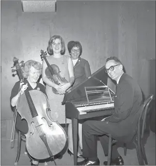  ?? TIMES-STANDARD FILE PHOTO ?? Pictured, from left are Jean Fulkerson, Julie Fulkerson, Mrs. James Belloit and Charles Fulkerson during the Arcata Business and Profession­al Women’s Club program on Jan. 17, 1966.