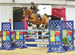  ??  ?? Nicole Lockhead Anderson enjoys a good show, topping the Foxhunter and spring championsh­ip qualifier with Akham Hero Z