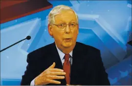  ?? MICHAEL CLUBB — THE KENTUCKY KERNEL VIA AP, POOL ?? Senate Majority Leader Mitch McConnell, R-Ky., said in a statement Tuesday that “Democrats have spent months blocking (aid) policies they do not even oppose.”