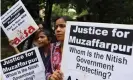  ?? Photograph: Sajjad Hussain/AFP/Getty Images ?? Activists take to the streets over the 30 girlsin a Bihar shelter who were allegedly abusedover many years.