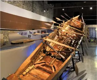  ??  ?? Right: A half-scale replica of the Bronze Age Dover boat (1550bc), on display in Boulogne-SurMer in 2012; such experiment­s have supported the idea that the original could have crossed the Channel